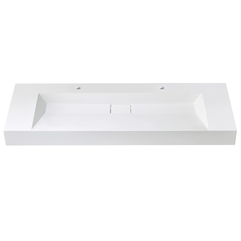 Pemberly Row 60 in Console Bathroom Sink in White Composite Granite