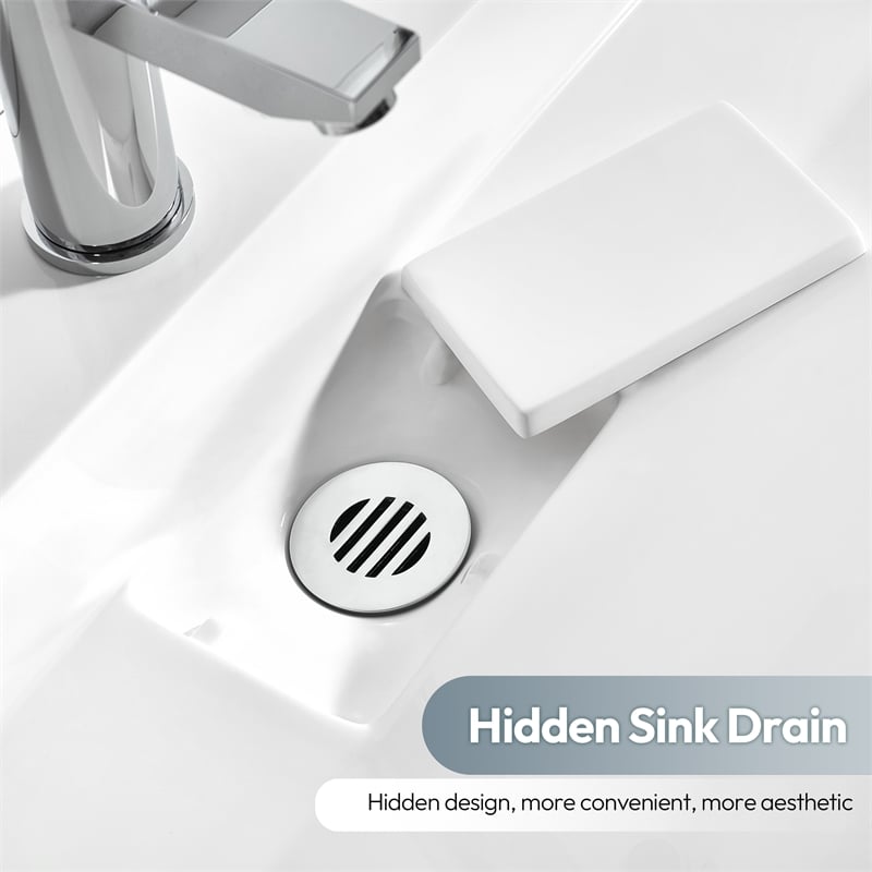 Pemberly Row 60 in Console Bathroom Sink in White Composite Granite