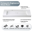 Pemberly Row 60 in Console Bathroom Sink in White Composite Granite