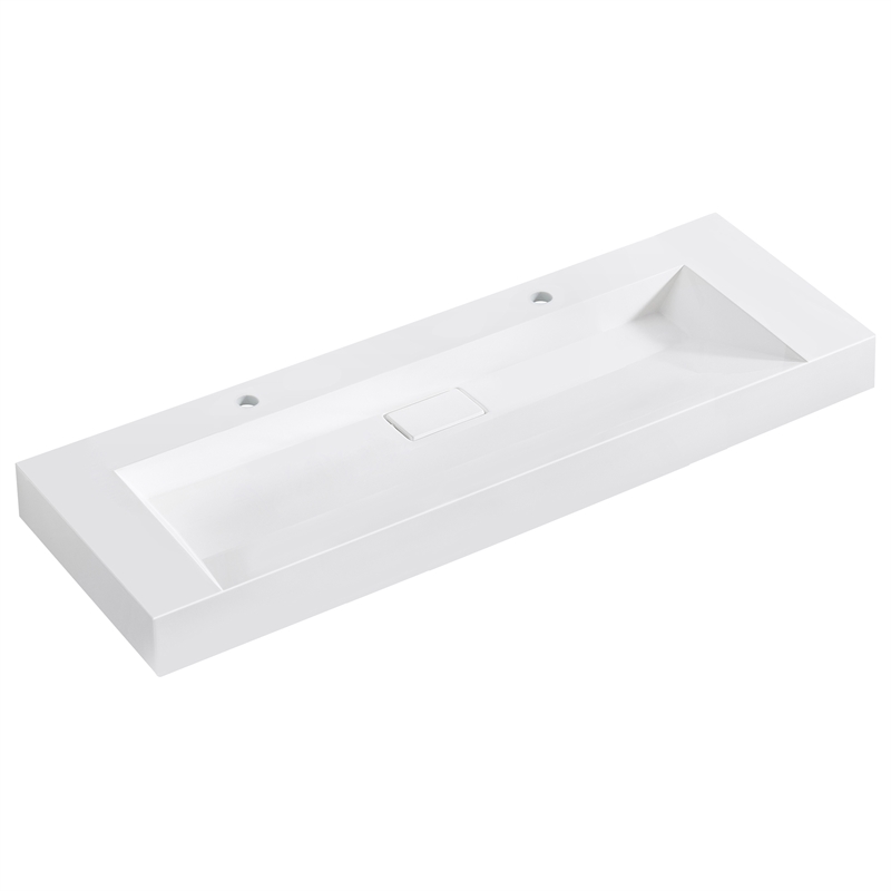 Pemberly Row 60 in Console Bathroom Sink in White Composite Granite