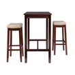 Pemberly Row 3-Piece Bar Dining Set Beige Faux Leather Seats Brown Wood