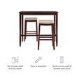 Pemberly Row 3-Piece Bar Dining Set Beige Faux Leather Seats Brown Wood