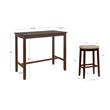 Pemberly Row 3-Piece Bar Dining Set Beige Faux Leather Seats Brown Wood