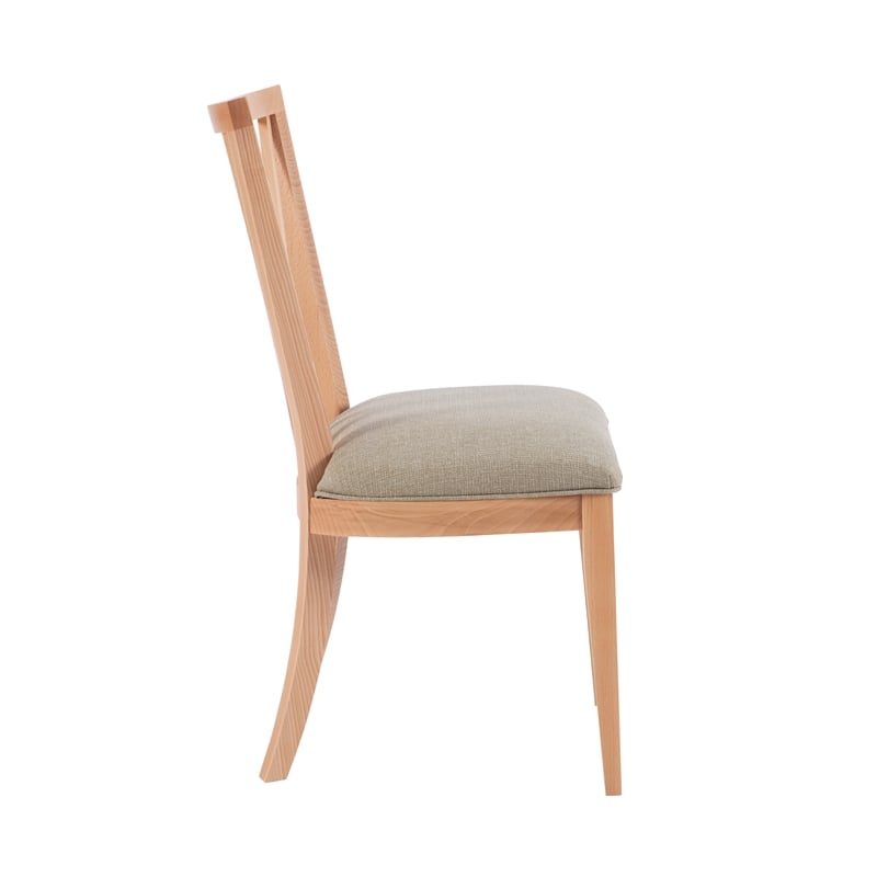 Pemberly Row Set of 2 Dining Chairs Crosshatch Backrest Natural Wood Finish