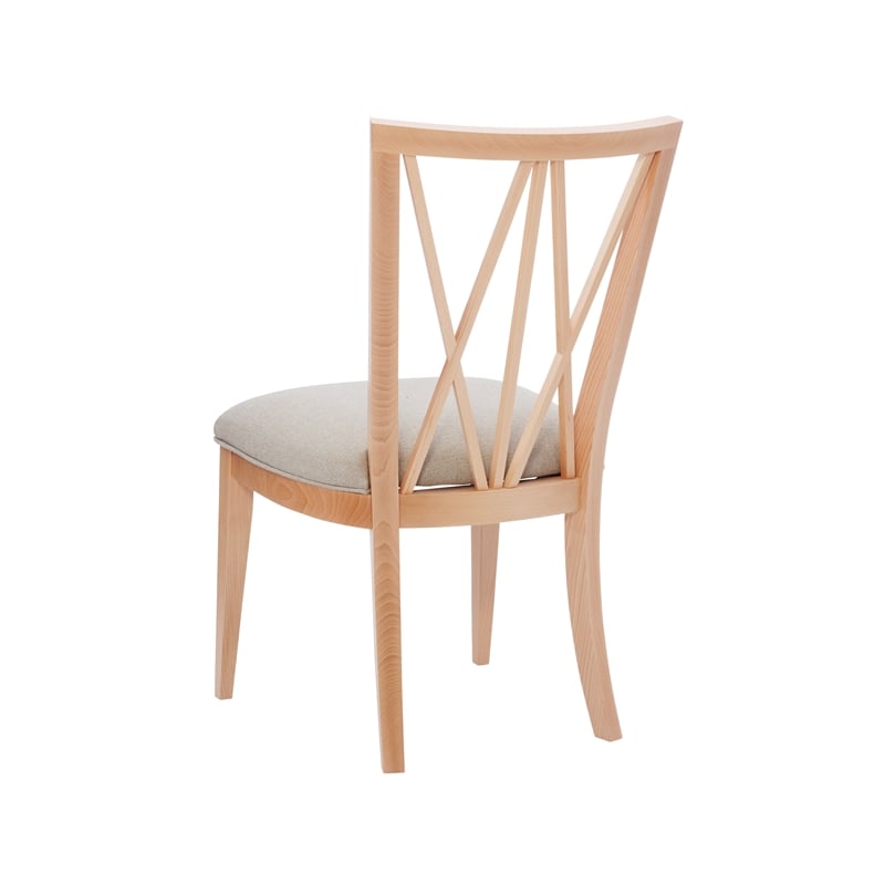 Pemberly Row Set of 2 Dining Chairs Crosshatch Backrest Natural Wood Finish