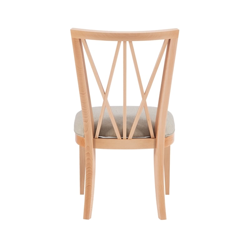 Pemberly Row Set of 2 Dining Chairs Crosshatch Backrest Natural Wood Finish