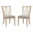 Pemberly Row Set of 2 Dining Chairs Crosshatch Backrest Natural Wood Finish