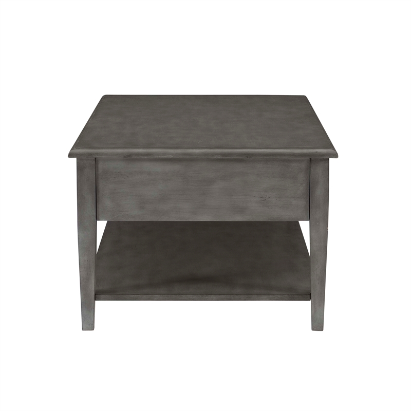 Pemberly Row Coffee Table with 3 Drawers and Bottom Shelf in Grey Finish