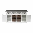 Pemberly Row Mahogany Wood Buffet with 4 Baskets in White Finish
