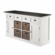 Pemberly Row Mahogany Wood Buffet with 4 Baskets in White Finish