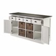 Pemberly Row Mahogany Wood Buffet with 4 Baskets in White Finish
