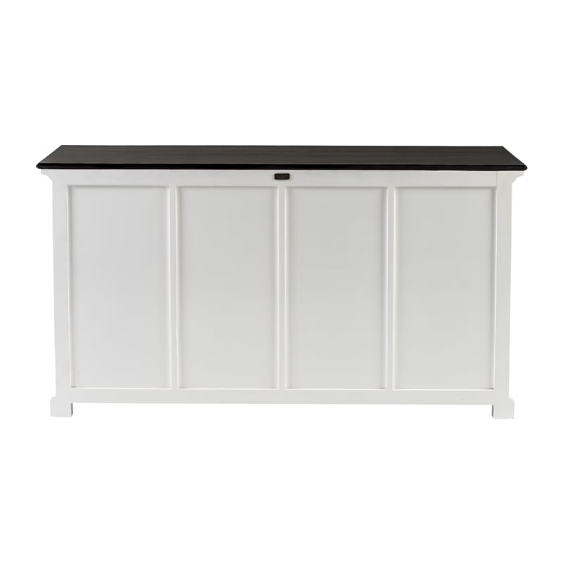Pemberly Row Mahogany Wood Buffet with 4 Baskets in White Finish