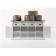 Pemberly Row Mahogany Wood Buffet with 4 Baskets in White Finish