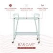 Pemberly Row 2-Level Rolling Bar Cart in Mint Green Metal with Mirrored Shelves