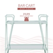 Pemberly Row 2-Level Rolling Bar Cart in Mint Green Metal with Mirrored Shelves