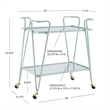 Pemberly Row 2-Level Rolling Bar Cart in Mint Green Metal with Mirrored Shelves