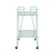 Pemberly Row 2-Level Rolling Bar Cart in Mint Green Metal with Mirrored Shelves