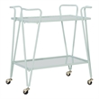 Pemberly Row 2-Level Rolling Bar Cart in Mint Green Metal with Mirrored Shelves