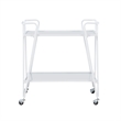 Pemberly Row 2-Level Rolling Bar Cart in White Metal with Mirrored Shelves