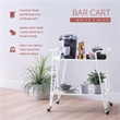 Pemberly Row 2-Level Rolling Bar Cart in White Metal with Mirrored Shelves