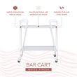 Pemberly Row 2-Level Rolling Bar Cart in White Metal with Mirrored Shelves