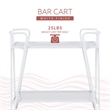 Pemberly Row 2-Level Rolling Bar Cart in White Metal with Mirrored Shelves