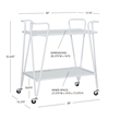 Pemberly Row 2-Level Rolling Bar Cart in White Metal with Mirrored Shelves