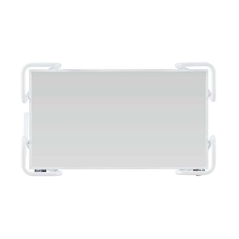 Pemberly Row 2-Level Rolling Bar Cart in White Metal with Mirrored Shelves