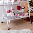 Pemberly Row 2-Level Rolling Bar Cart in White Metal with Mirrored Shelves