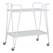Pemberly Row 2-Level Rolling Bar Cart in White Metal with Mirrored Shelves