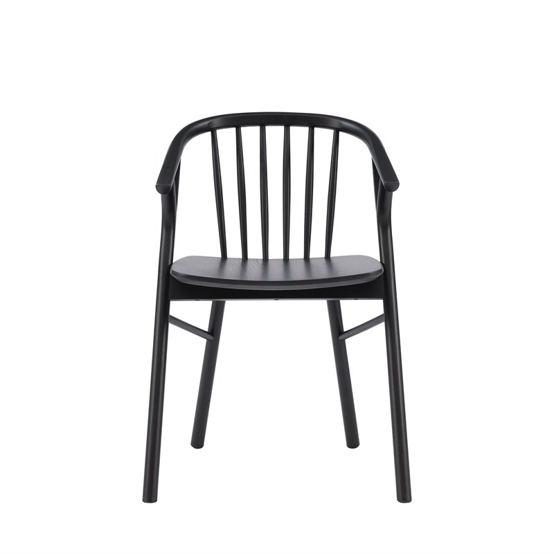 Pemberly Row Beechwood Windsor Dining Chair with Saddle Seat in Black