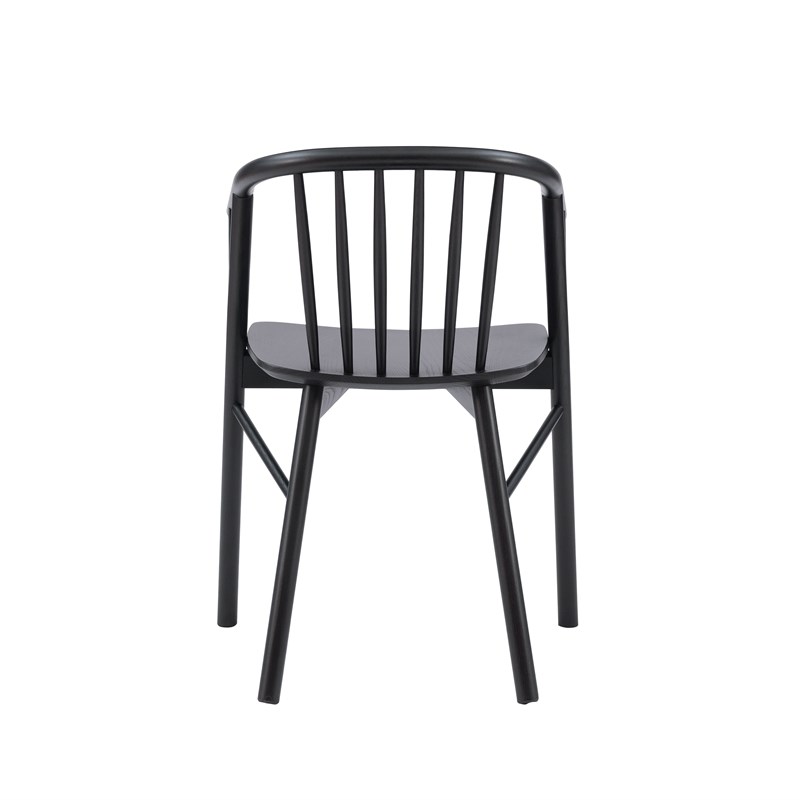 Pemberly Row Beechwood Windsor Dining Chair with Saddle Seat in Black