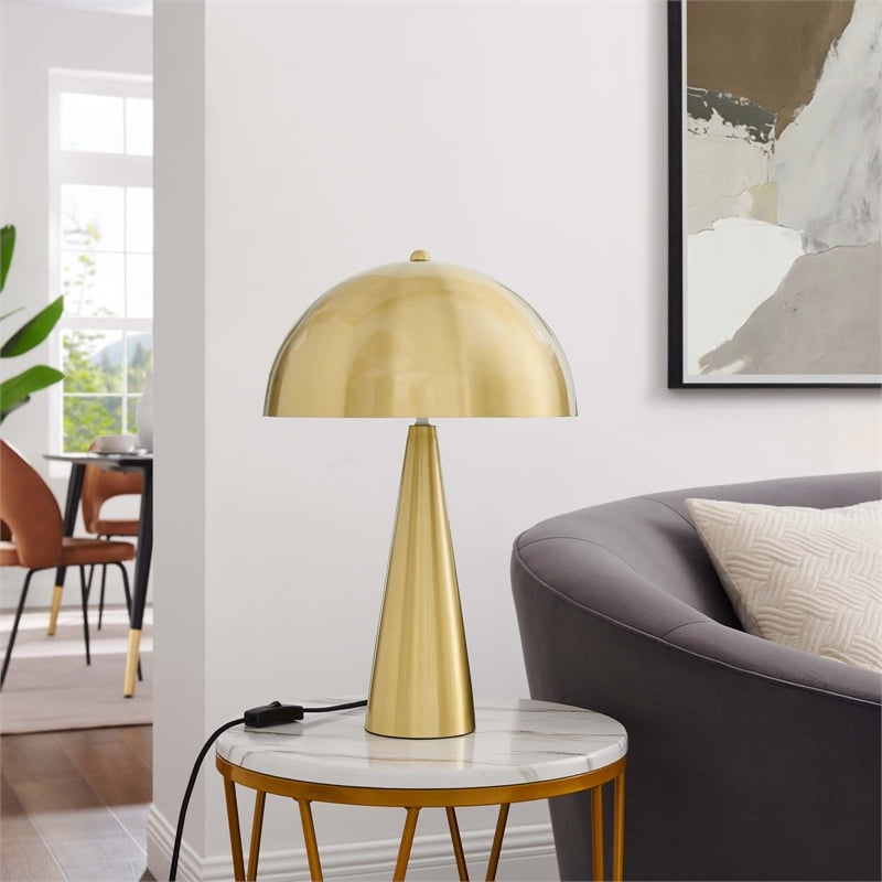 Pemberly Row 2-Light Metal Table Lamp in Satin Brass Finish