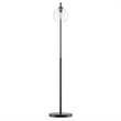 Pemberly Row 1-Light Glass and Metal Floor Lamp in Black and Clear