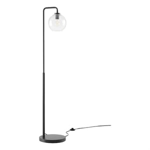 Pemberly Row 1-Light Glass and Metal Floor Lamp in Black and Clear