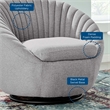 Pemberly Row Fabric Swivel Chair with Channel Tufting in Black/Light Gray