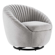 Pemberly Row Fabric Swivel Chair with Channel Tufting in Black/Light Gray
