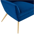 Pemberly Row Modern Velvet Tufted Armchair in Navy with Gold Legs
