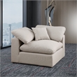 Pemberly Row Beige Linen Textured Corner Chair with Down Feather Cushions