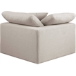 Pemberly Row Beige Linen Textured Corner Chair with Down Feather Cushions