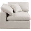 Pemberly Row Beige Linen Textured Corner Chair with Down Feather Cushions