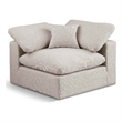 Pemberly Row Beige Linen Textured Corner Chair with Down Feather Cushions
