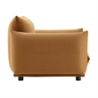 Pemberly Row Modern Velvet Armchair with Rubberwood Legs in Cognac