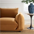 Pemberly Row Modern Velvet Armchair with Rubberwood Legs in Cognac