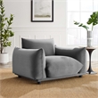 Pemberly Row Modern Velvet Armchair with Rubberwood Legs in Gray