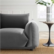 Pemberly Row Modern Velvet Armchair with Rubberwood Legs in Gray