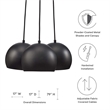 Pemberly Row 3-Light Pendant with Adjustable Fabric Cables and Metal Shades