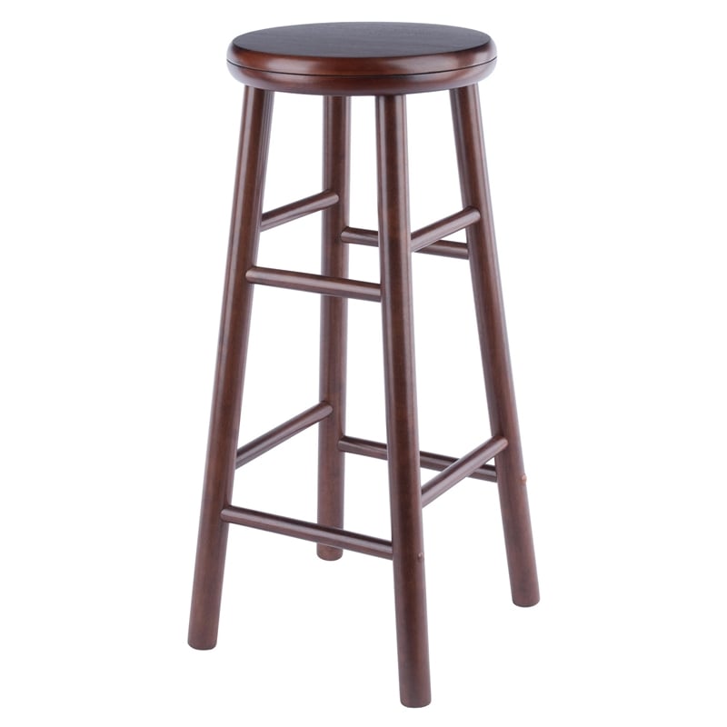 Pemberly Row 2-Piece Solid Wood Swivel Seat Bar Stool Set in Walnut
