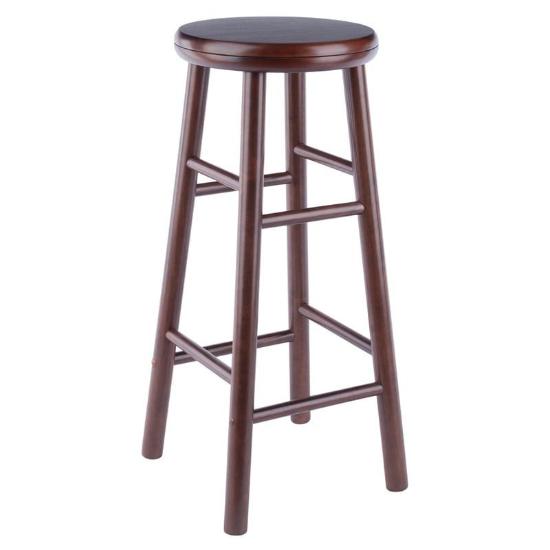 Pemberly Row 2-Piece Solid Wood Swivel Seat Bar Stool Set in Walnut