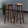 Pemberly Row 2-Piece Solid Wood Swivel Seat Bar Stool Set in Walnut